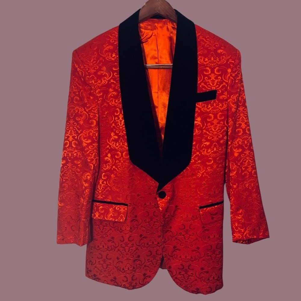 CLEARANCE: Red Printed Blazer